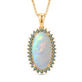 LUXURIANT AAA natürlicher, äthiopischer Welo Opal und Labor grüner Diamant Anhänger mit 50cm Kette - 3,83 ct.