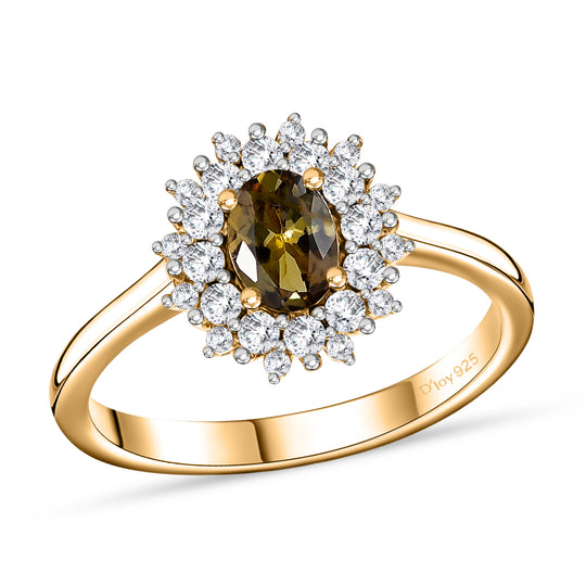 D'Joy AA Natürlicher goldener Tansanit Schmuckset 925 Silber 750 Gelbgold Vermeil (Größe 21) ca. 1,53 ct.