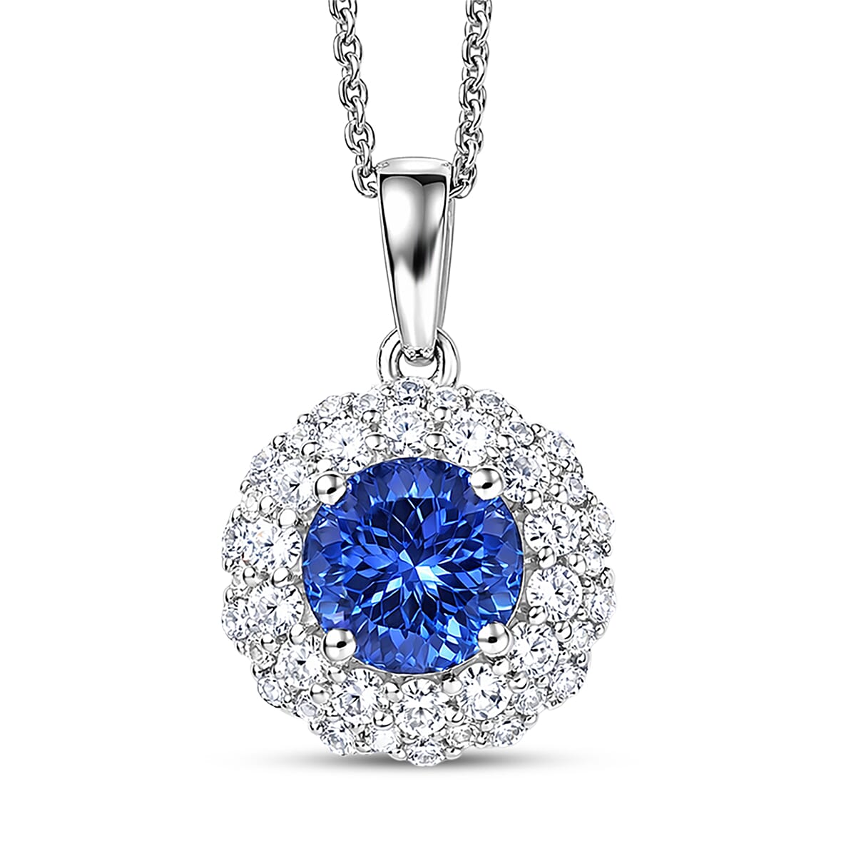 D'Joy AA Tansanit, Moissanit Schmuckset ca. 50 cm 925 Silber Rhodiniert ca. 2,20 ct.