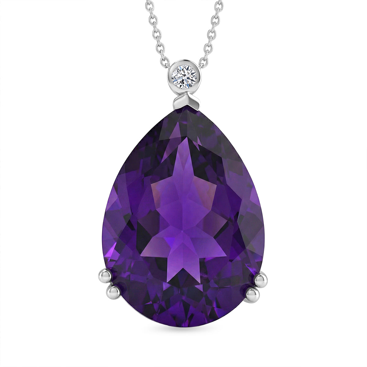 LUXURIANT DIAMOND - AAA Afrikanischer Amethyst, Lab Grown Diamant Schmuckset ca. 50 cm 925 Silber Rhodiniert ca. 25,09 ct.
