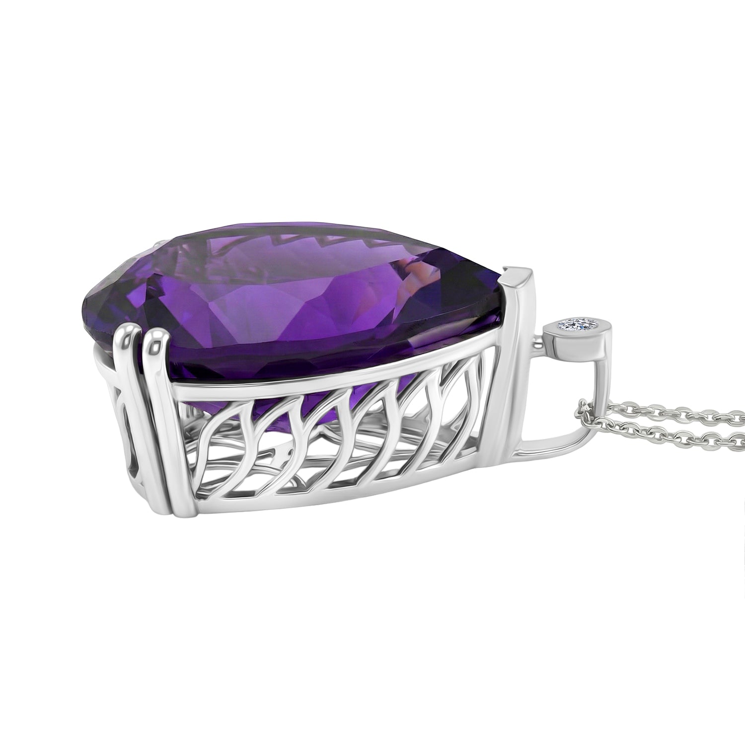 LUXURIANT DIAMOND - AAA Afrikanischer Amethyst, Lab Grown Diamant Schmuckset ca. 50 cm 925 Silber Rhodiniert ca. 25,09 ct.
