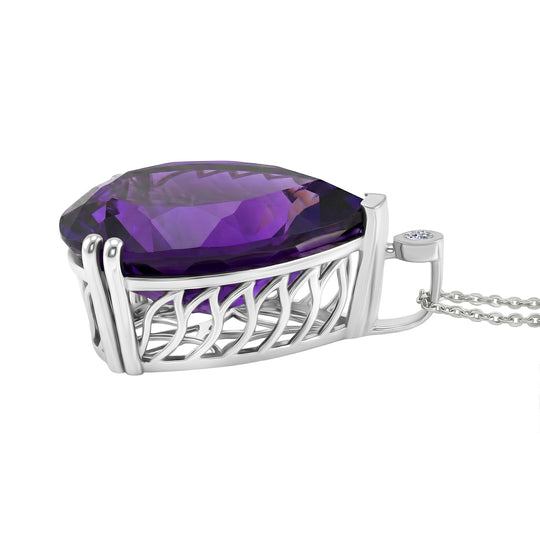 LUXURIANT DIAMOND - AAA Afrikanischer Amethyst, Lab Grown Diamant Schmuckset ca. 50 cm 925 Silber Rhodiniert ca. 25,09 ct.