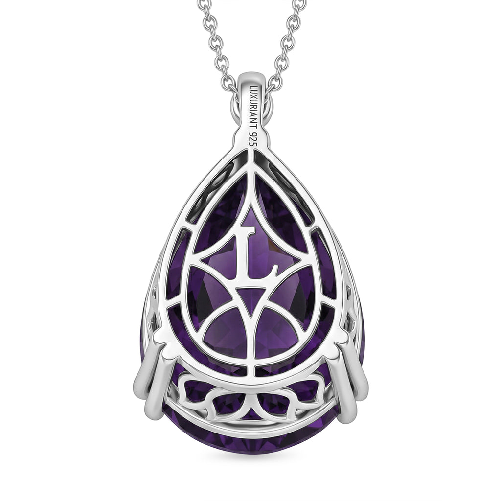 LUXURIANT DIAMOND - AAA Afrikanischer Amethyst, Lab Grown Diamant Schmuckset ca. 50 cm 925 Silber Rhodiniert ca. 25,09 ct.