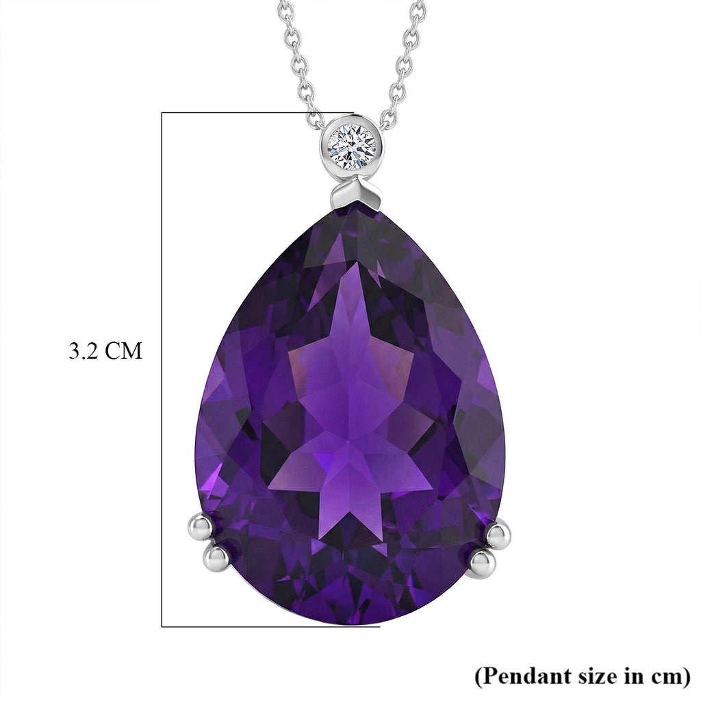 LUXURIANT DIAMOND - AAA Afrikanischer Amethyst, Lab Grown Diamant Schmuckset ca. 50 cm 925 Silber Rhodiniert ca. 25,09 ct.