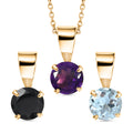 Afrikanischer Amethyst, Schwarzer Spinell Schmuckset ca. 50 cm 925 Silber Vergoldet und Edelstahl Vergoldet ca. 1.50 ct