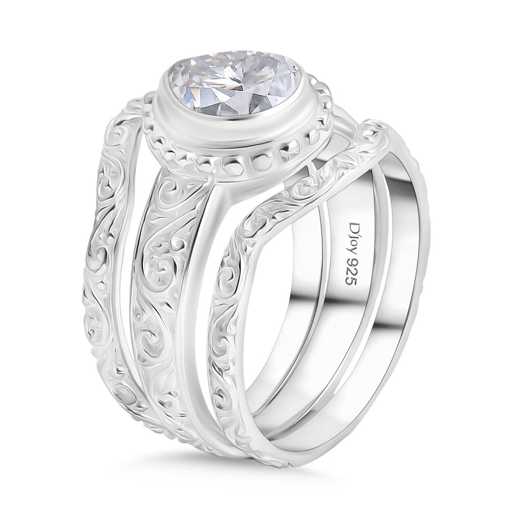 D'Joy Royal Bali Tropfenschliff Moissanit Ringe und Anhänger in 925 Silber