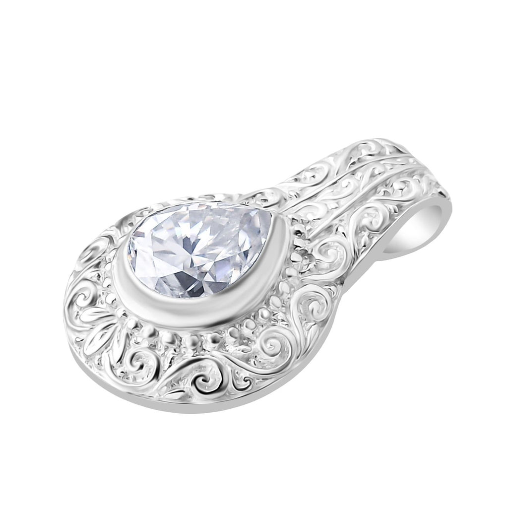 D'Joy Royal Bali Tropfenschliff Moissanit Ringe und Anhänger in 925 Silber