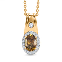 D'Joy AA Natürlicher goldener Tansanit, Moissanit Schmuckset ca. 50 cm 925 Silber 750 Gelbgold vermeil ca. 0,79 ct.