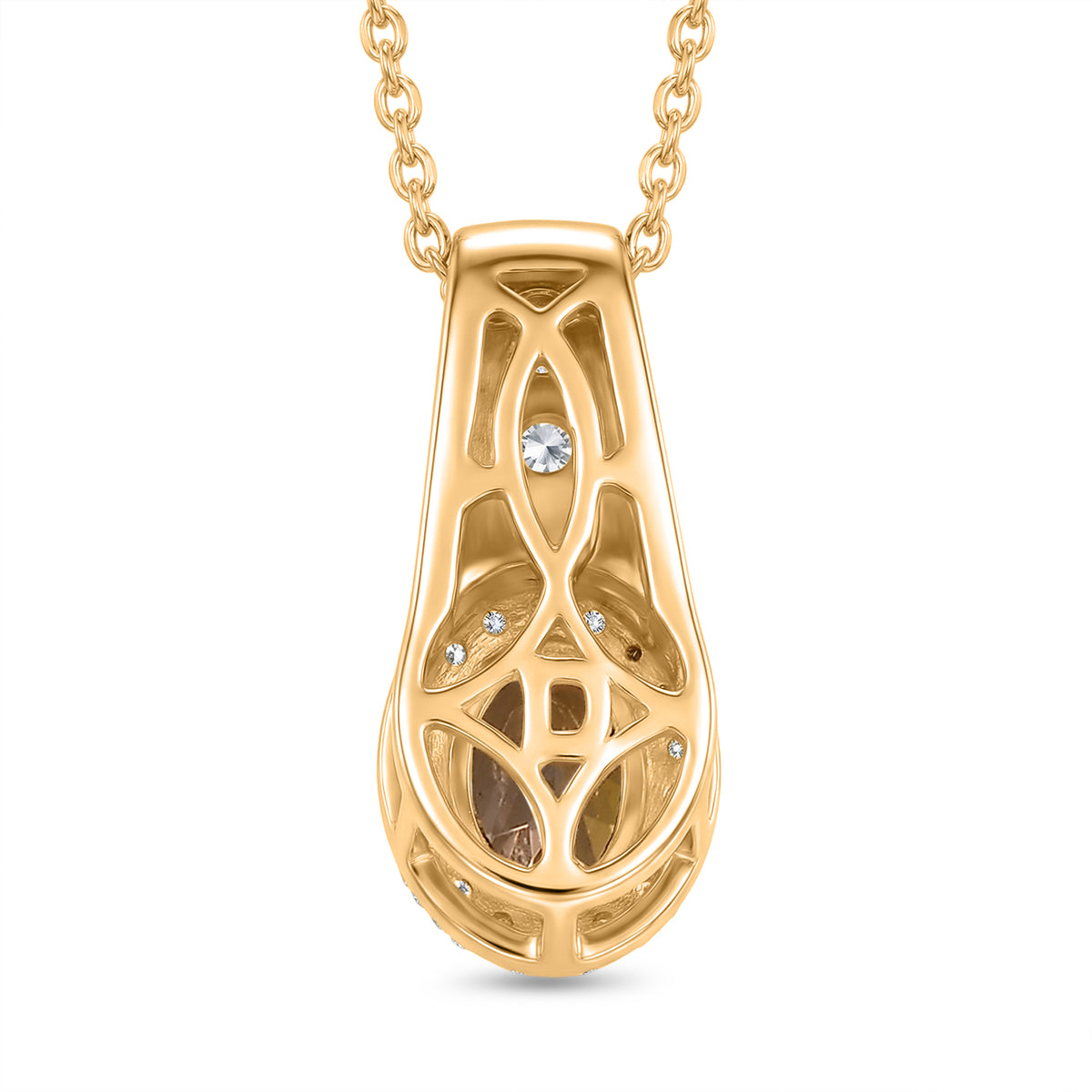 D'Joy AA Natürlicher goldener Tansanit, Moissanit Schmuckset ca. 50 cm 925 Silber 750 Gelbgold vermeil ca. 0,79 ct.