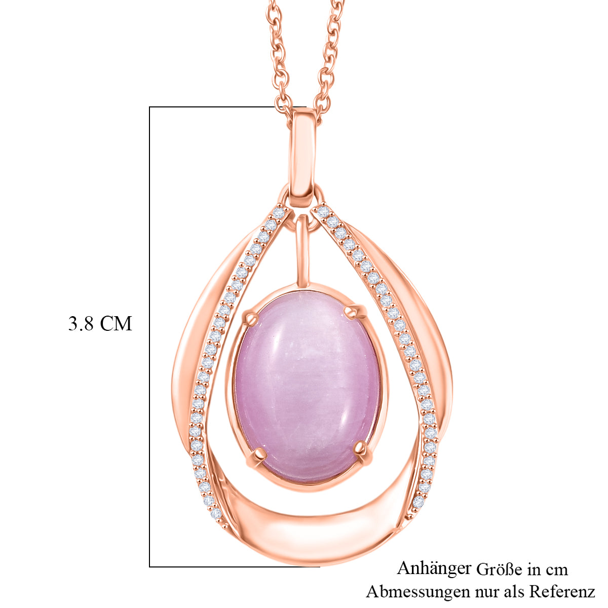 EVER TRUE Kunzit, Weißer Zirkon Schmuckset ca. 50 cm,Roségoldfarben, ca. 11.78 ct