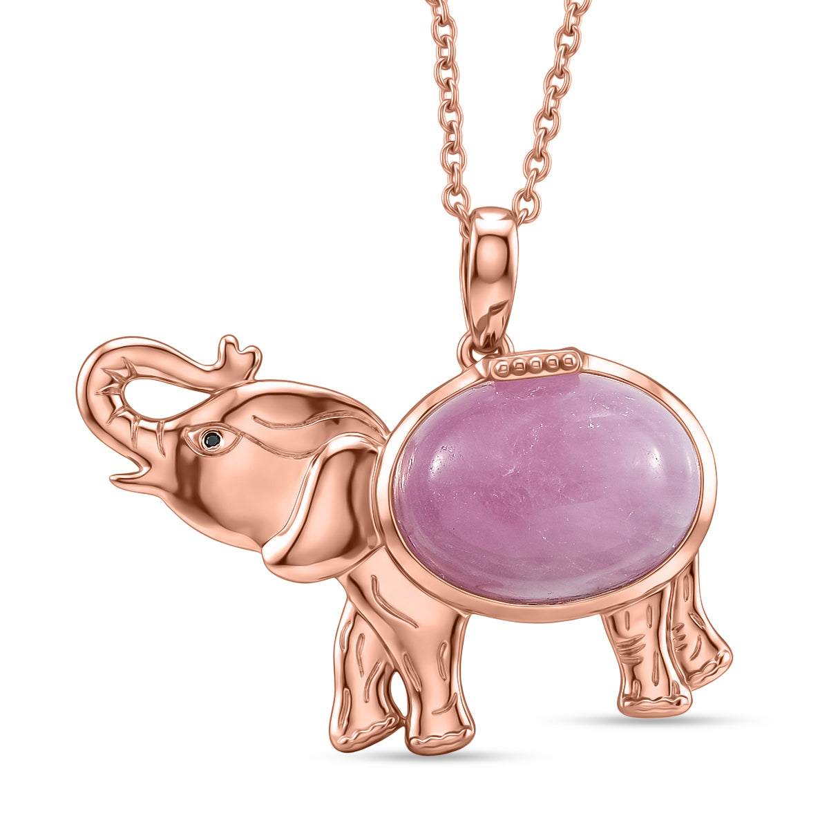 EVER TRUE Kunzit, Schwarzer Spinell Anhänger mit Kette, ca. 50 cm, Roségoldfarben, ca. 11.59 ct