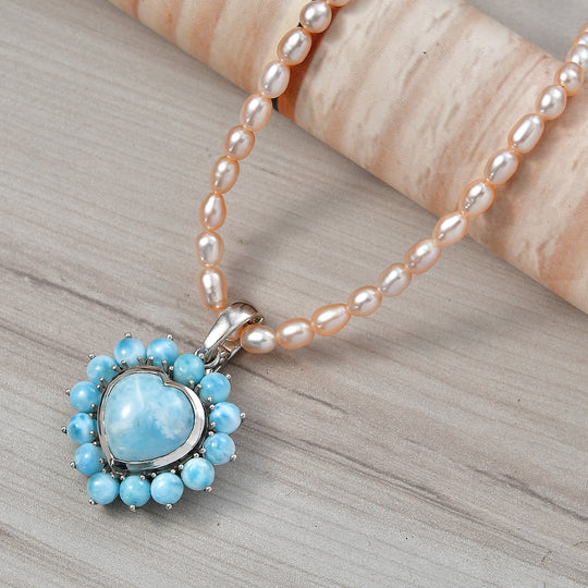 D'Joy Larimar Schmuckset ca. 50 cm 925 Silber rhodiniert
