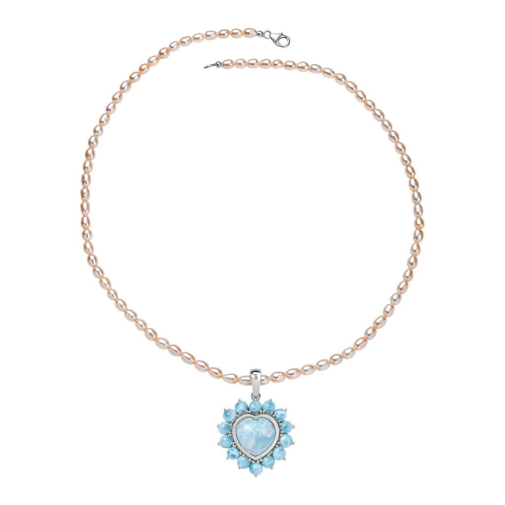 D'Joy Larimar Schmuckset ca. 50 cm 925 Silber rhodiniert