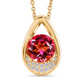 EVER TRUE Sunset Quarz Triplette, Weißer Zirkon Anhänger, goldfarbenes nickelfreies Messing, 316L Edelstahlkette 50 cm ca. 4,35 ct.