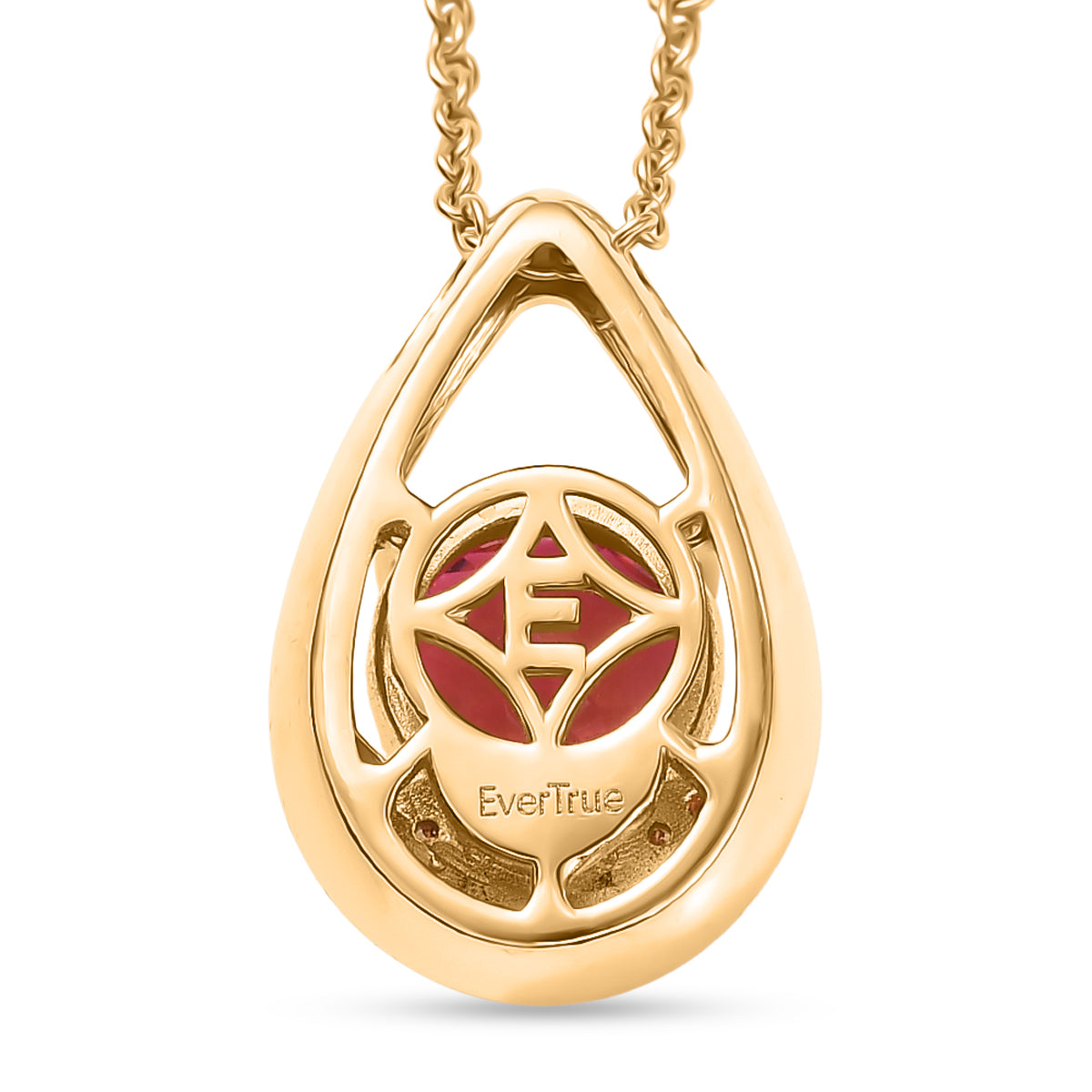 EVER TRUE Sunset Quarz Triplette, Weißer Zirkon Anhänger, goldfarbenes nickelfreies Messing, 316L Edelstahlkette 50 cm ca. 4,35 ct.
