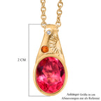 EVER TRUE Sunset Quarz Triplette, Salamanca Feueropal Anhänger, goldfarbenes nickelfreies Messing, 316L Edelstahlkette 50 cm ca. 2.91 ct