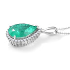 Smaragd-Quarz Triplette, Weißer Zirkon Schmuckset ca. 50 cm 925 Silber Rhodiniert ca. 21,65 ct.