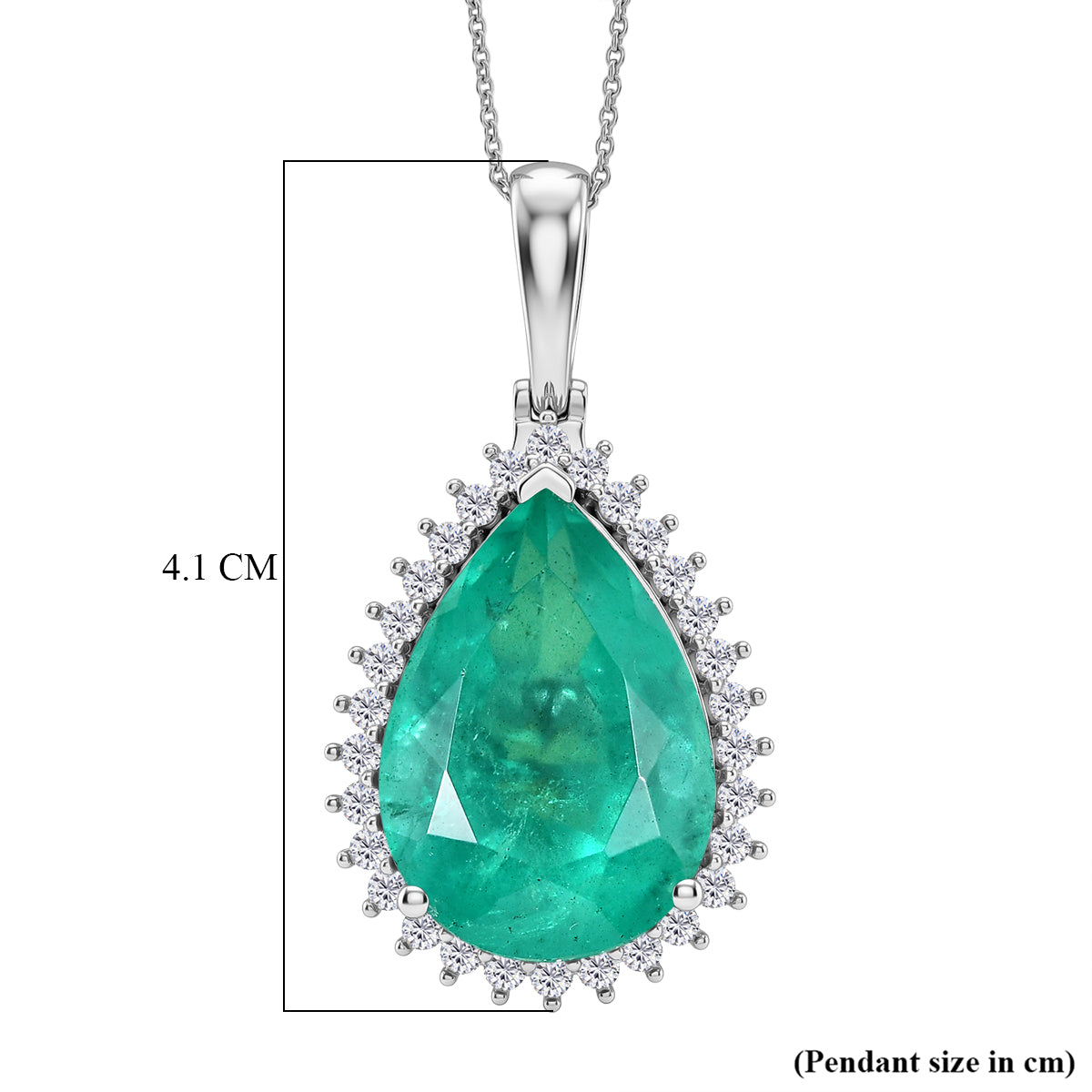 Smaragd-Quarz Triplette, Weißer Zirkon Schmuckset ca. 50 cm 925 Silber Rhodiniert ca. 21.65 ct