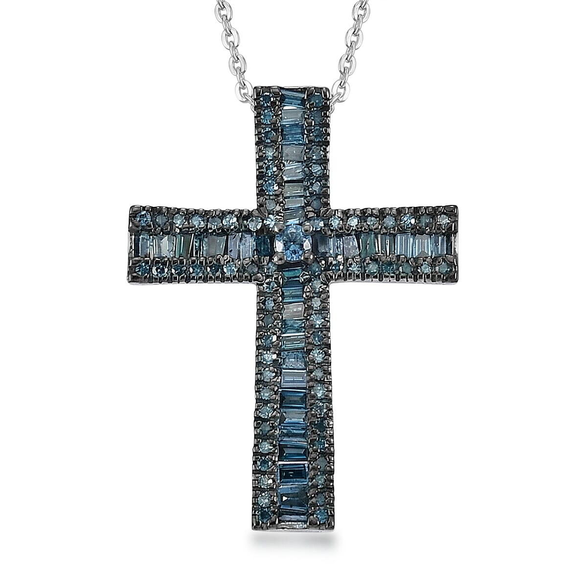 CULLINAN MINE - Blauer Diamant Schmuckset ca. 50 cm 925 Silber Rhodiniert ca. 0.69 ct