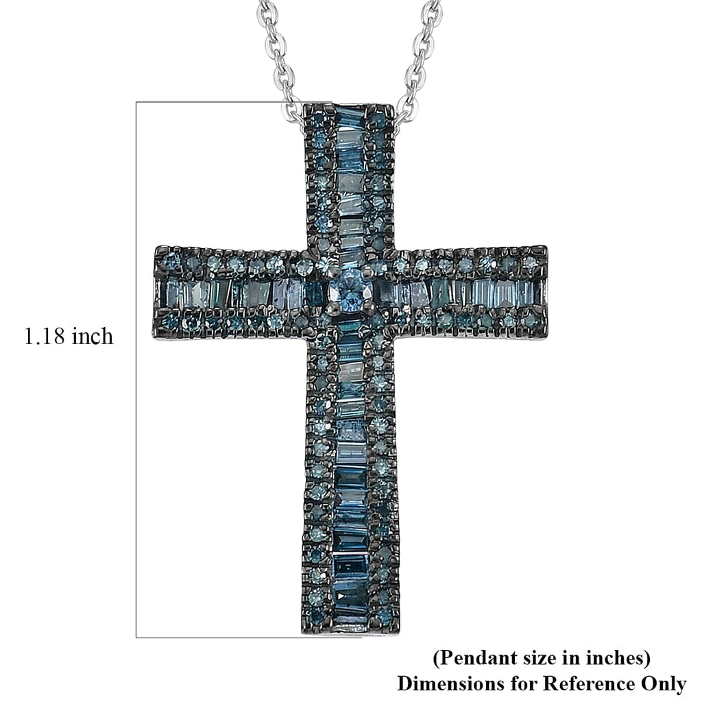 CULLINAN MINE - Blauer Diamant Schmuckset ca. 50 cm 925 Silber Rhodiniert ca. 0.69 ct