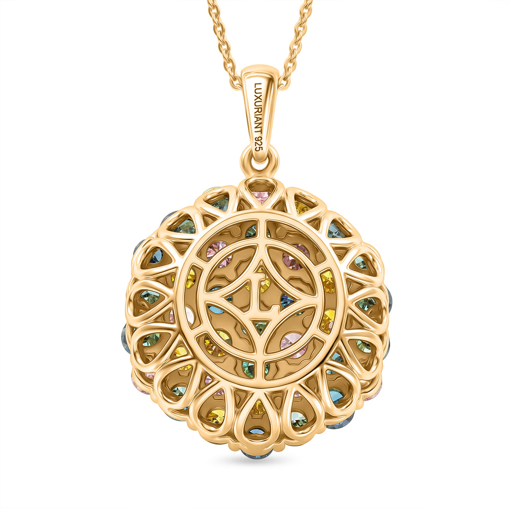 LUXURIANT DIAMOND - Lab Grown Grüner Diamant SI, Lab Grown Gelb Diamant Schmuckset ca. 50 cm 925 Silber 750 Gelbgold vermeil ca. 3,49 ct.