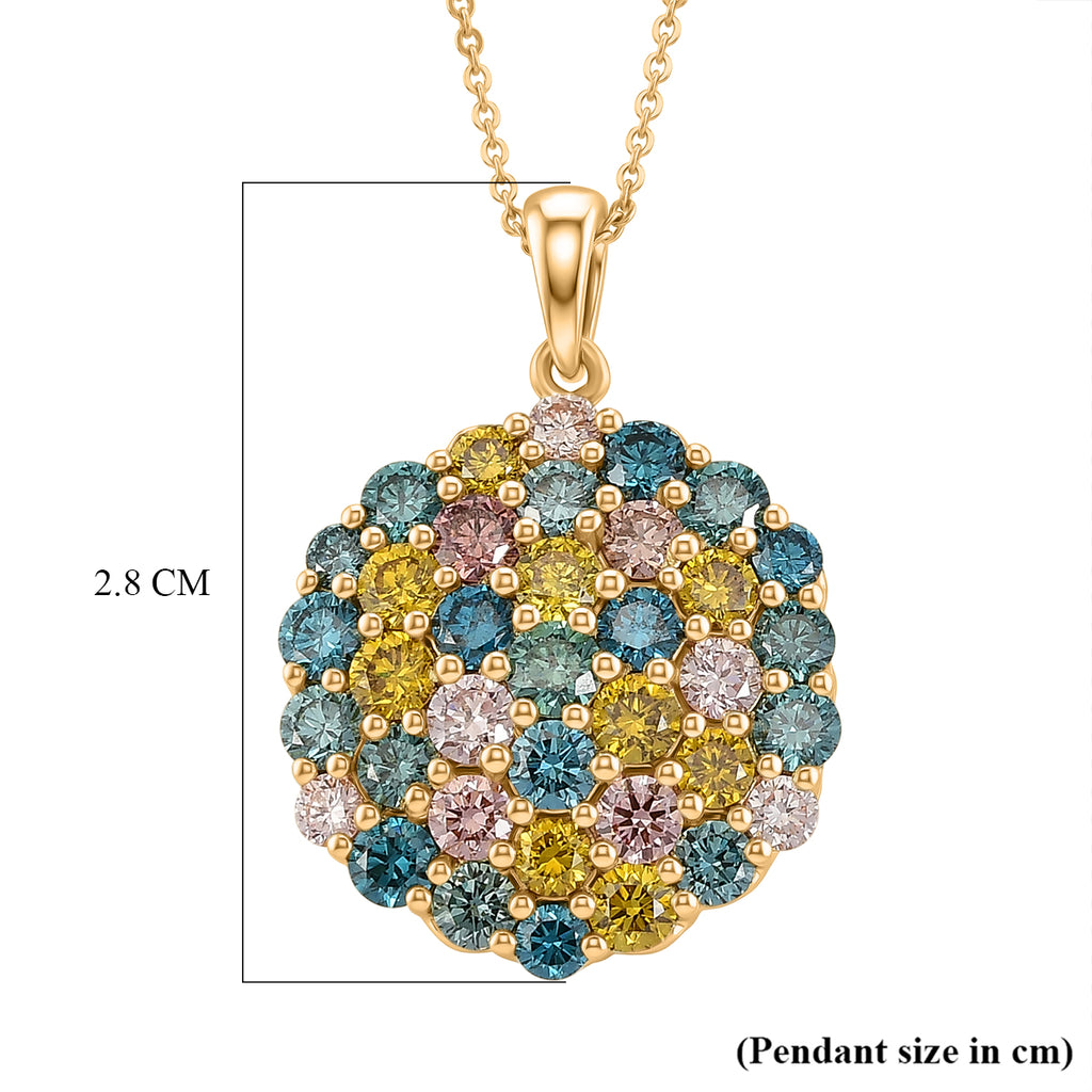 LUXURIANT DIAMOND - Lab Grown Grüner Diamant SI, Lab Grown Gelb Diamant Schmuckset ca. 50 cm 925 Silber 750 Gelbgold vermeil ca. 3,49 ct.