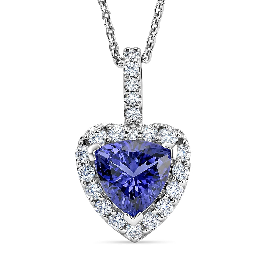 D'Joy AGI zertifizierter und geprüfter AA Tansanit und Moissanit Anhänger mit 50cm Kette, 925 Silber rhodiniert - 1,54 ct.