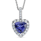 D'Joy AGI zertifizierter und geprüfter AA Tansanit und Moissanit Anhänger mit 50cm Kette, 925 Silber rhodiniert - 1,54 ct.