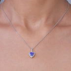 D'Joy AGI zertifizierter und geprüfter AA Tansanit und Moissanit Anhänger mit 50cm Kette, 925 Silber rhodiniert - 1,54 ct.