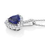 D'Joy AGI zertifizierter und geprüfter AA Tansanit und Moissanit Anhänger mit 50cm Kette, 925 Silber rhodiniert - 1,54 ct.