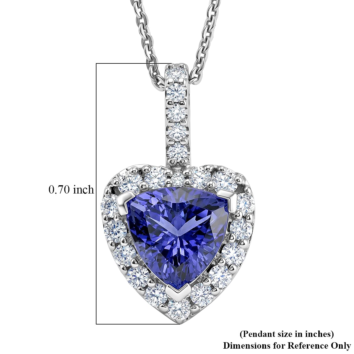 D'Joy AGI zertifizierter und geprüfter AA Tansanit und Moissanit Anhänger mit 50cm Kette, 925 Silber rhodiniert - 1,54 ct.