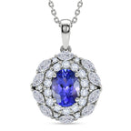 D'Joy AA Tansanit, Moissanit AGI zertifiziert Schmuckset ca. 50 cm 925 Silber Rhodiniert ca. 2,48 ct.