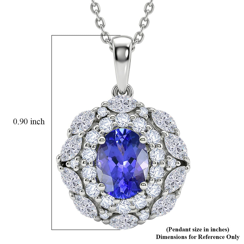 D'Joy AA Tansanit, Moissanit AGI zertifiziert Schmuckset ca. 50 cm 925 Silber Rhodiniert ca. 2,48 ct.