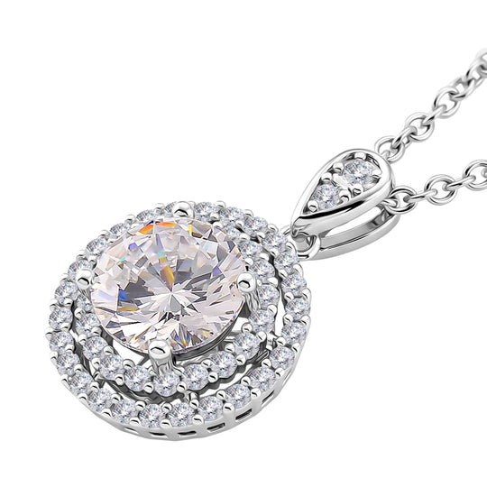 Weißer Zirkonia Schmuckset ca. 50 cm Nickelfreies Messing Rhodiniert 2.24 ct