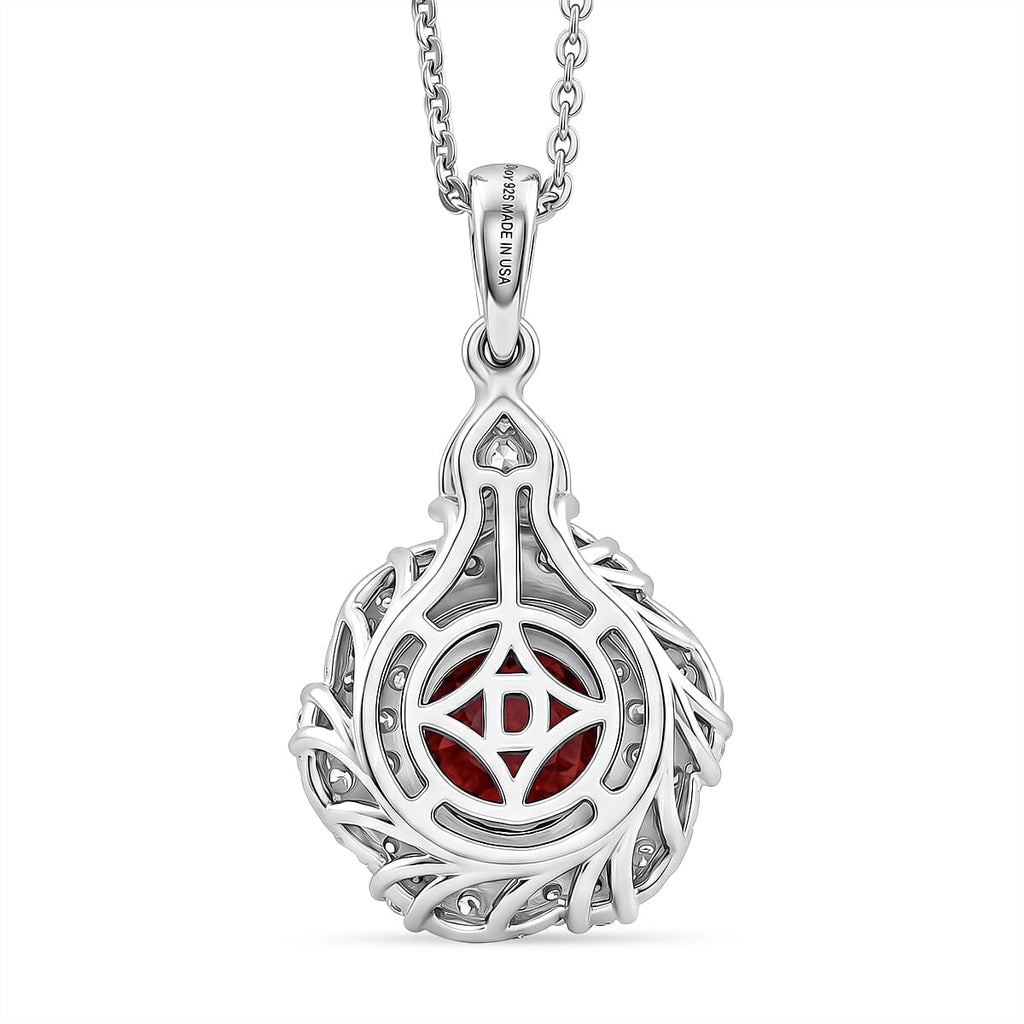D'Joy AA Himbeer Zirkon, Moissanit AGI zertifiziert Schmuckset ca. 50 cm 925 Silber Rhodiniert ca. 2,65 ct.