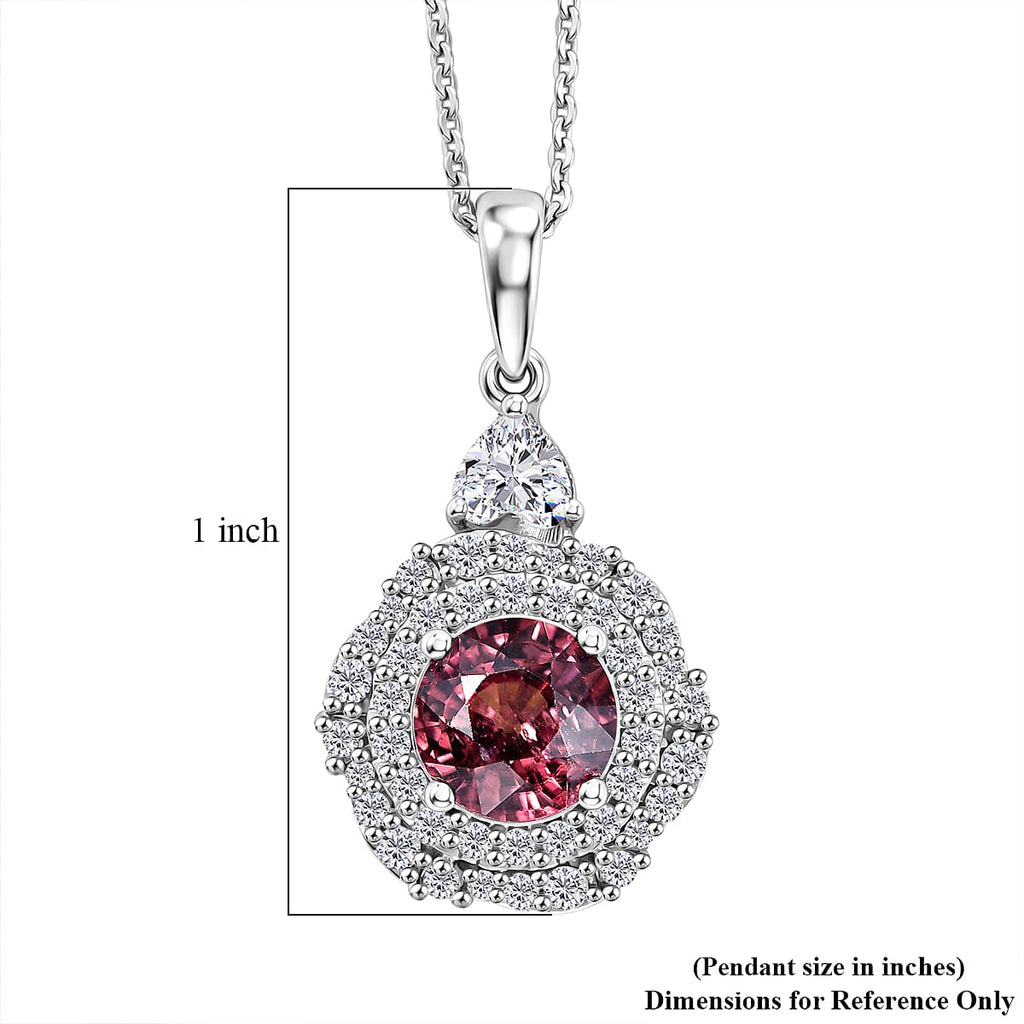 D'Joy AA Himbeer Zirkon, Moissanit AGI zertifiziert Schmuckset ca. 50 cm 925 Silber Rhodiniert ca. 2,65 ct.