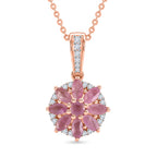 D'Joy Ilakaka Rosa Saphir (Fissure gefüllt) Schmuckset ca. 50 cm 925 Silber 750 Roségold vermeil ca. 2.10 ct