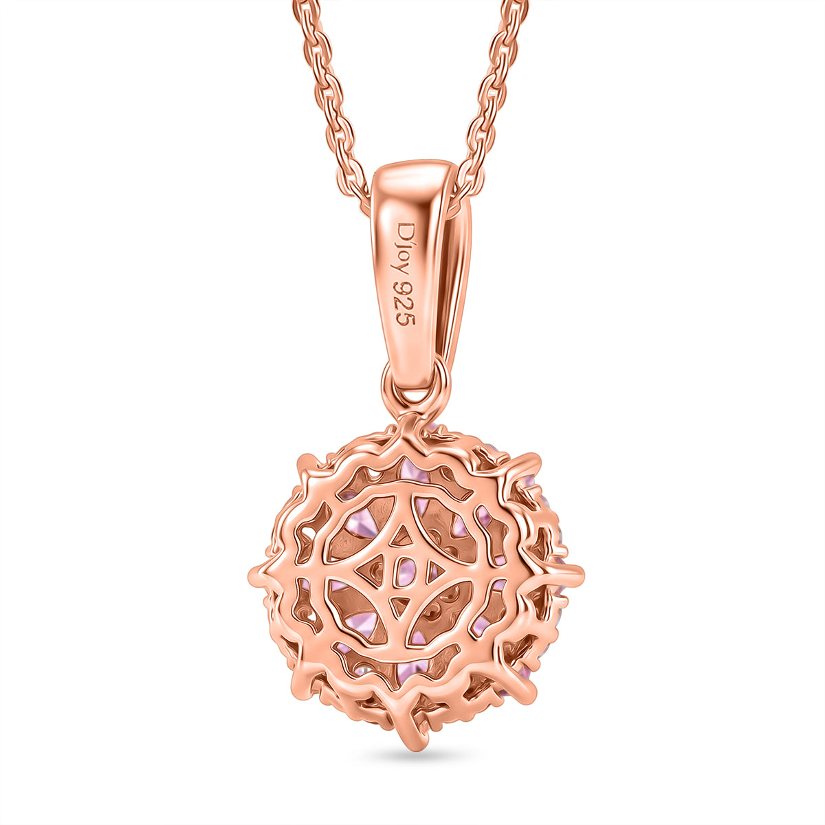 D'Joy Ilakaka Rosa Saphir (Fissure gefüllt) Schmuckset ca. 50 cm 925 Silber 750 Roségold vermeil ca. 2.10 ct