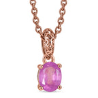 D'Joy Ilakaka Rosa Saphir (Fissure gefüllt) Schmuckset ca. 50 cm 925 Silber 750 Rosévergoldet und Edelstahl 750 Rosévergoldet ca. 1,07 ct.