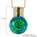 D'Joy Pfau Quarz Triplette, Natürlicher Chromdiopsid Schmuckset ca. 50 cm 925 Silber 750 Gelbgold vermeil ca. 10,74 ct.