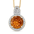 D'Joy AA Citrin, Moissanit Schmuckset ca. 50 cm 925 Silber 750 Gelbgold vermeil ca. 5,14 ct.