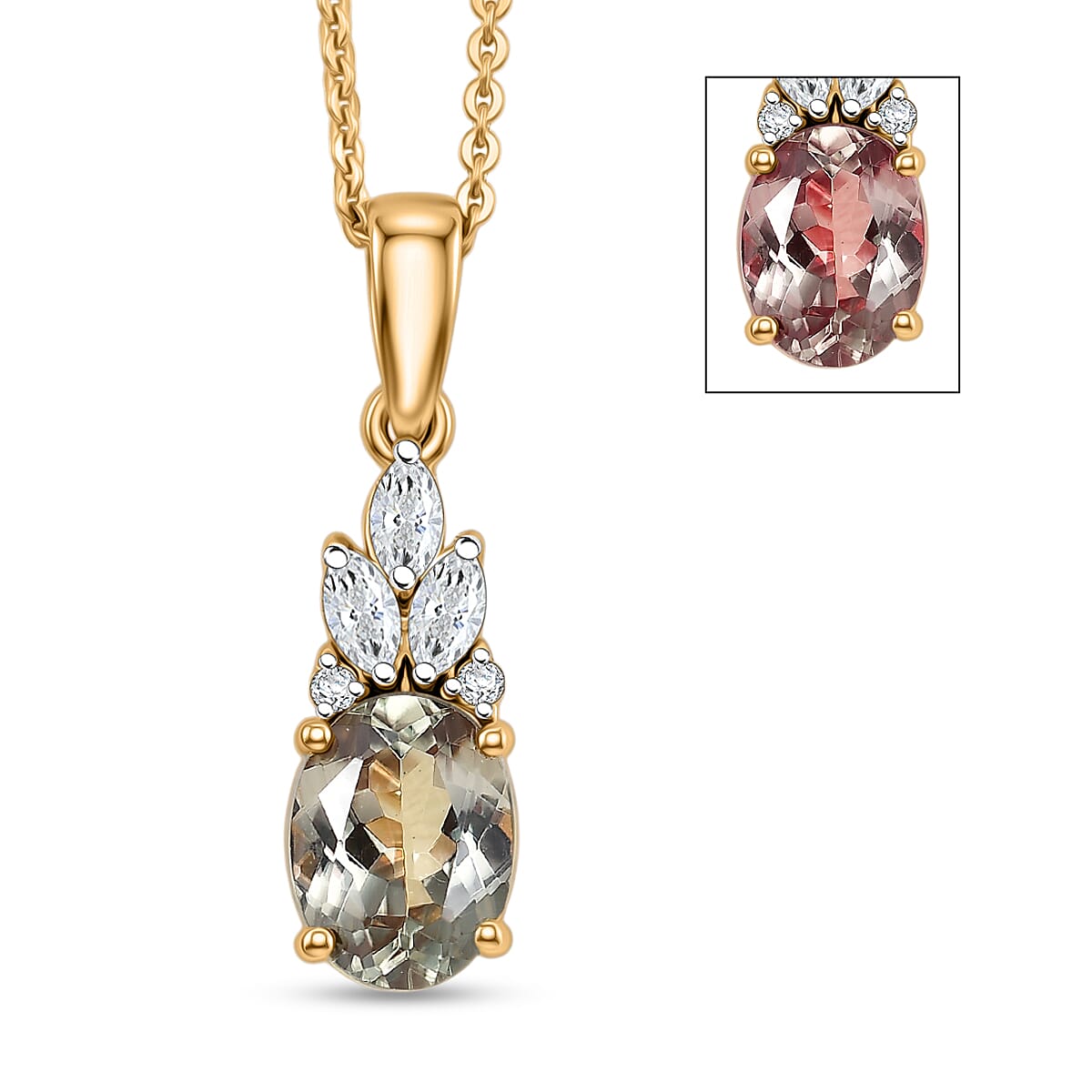 D'Joy AA Turkizit, Moissanit AGI zertifiziert Schmuckset ca. 50 cm 925 Silber 750 Gelbgold vermeil ca. 1,62 ct.