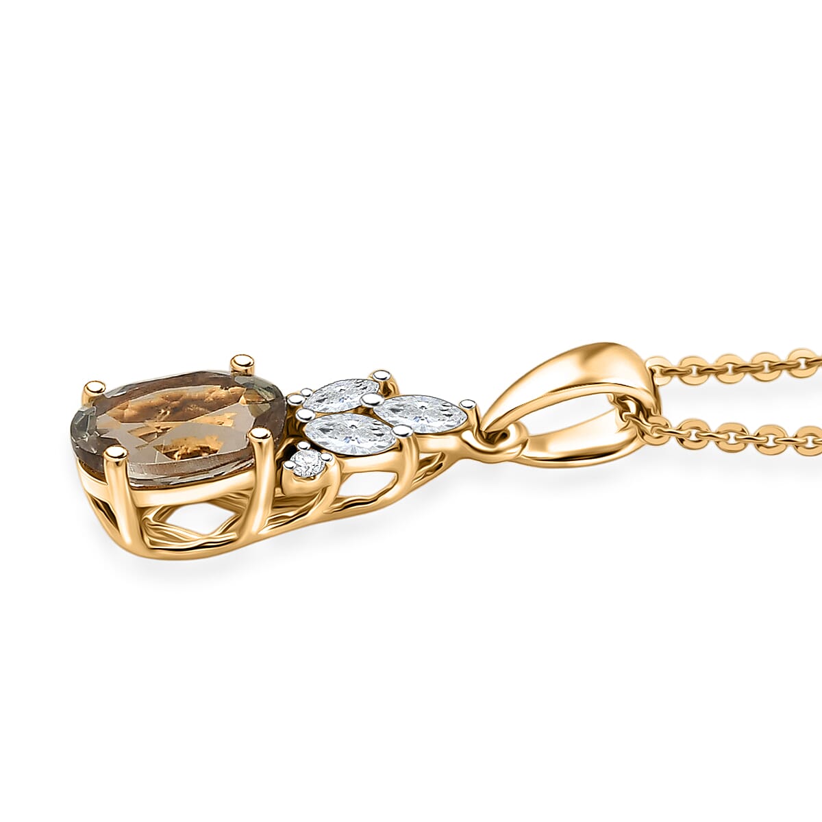 D'Joy AA Turkizit, Moissanit AGI zertifiziert Schmuckset ca. 50 cm 925 Silber 750 Gelbgold vermeil ca. 1,62 ct.