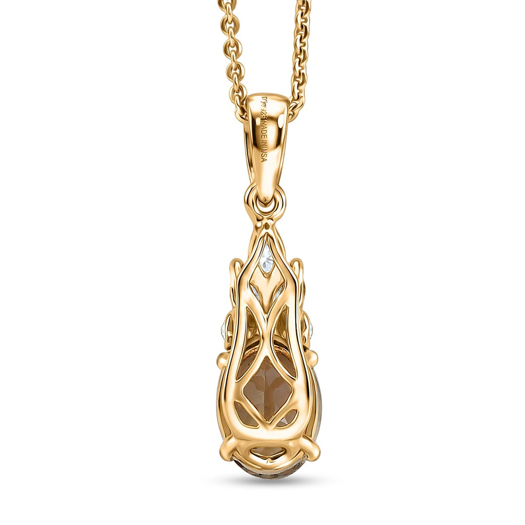D'Joy AA Turkizit, Moissanit AGI zertifiziert Schmuckset ca. 50 cm 925 Silber 750 Gelbgold vermeil ca. 1,62 ct.