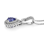 D'Joy AA Tansanit, Moissanit AGI zertifiziert Schmuckset ca. 50 cm 925 Silber Rhodiniert ca. 1,83 ct.