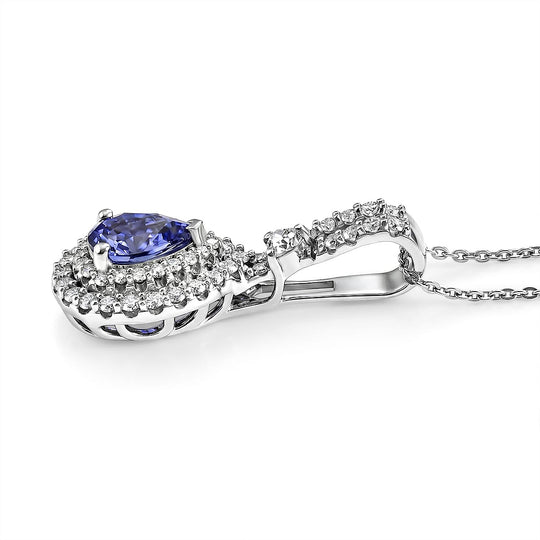 D'Joy AA Tansanit, Moissanit AGI zertifiziert Schmuckset ca. 50 cm 925 Silber Rhodiniert ca. 1,83 ct.
