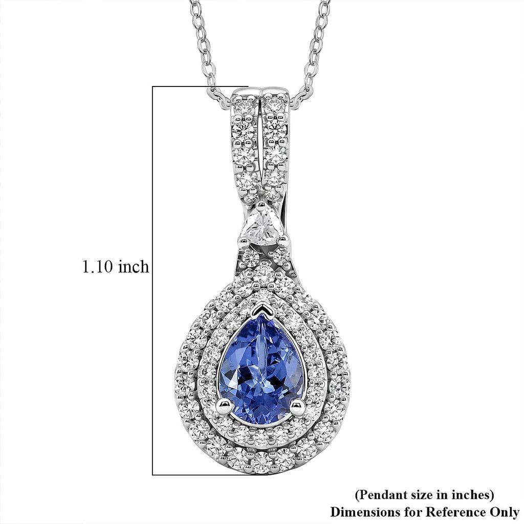 D'Joy AA Tansanit, Moissanit AGI zertifiziert Schmuckset ca. 50 cm 925 Silber Rhodiniert ca. 1,83 ct.