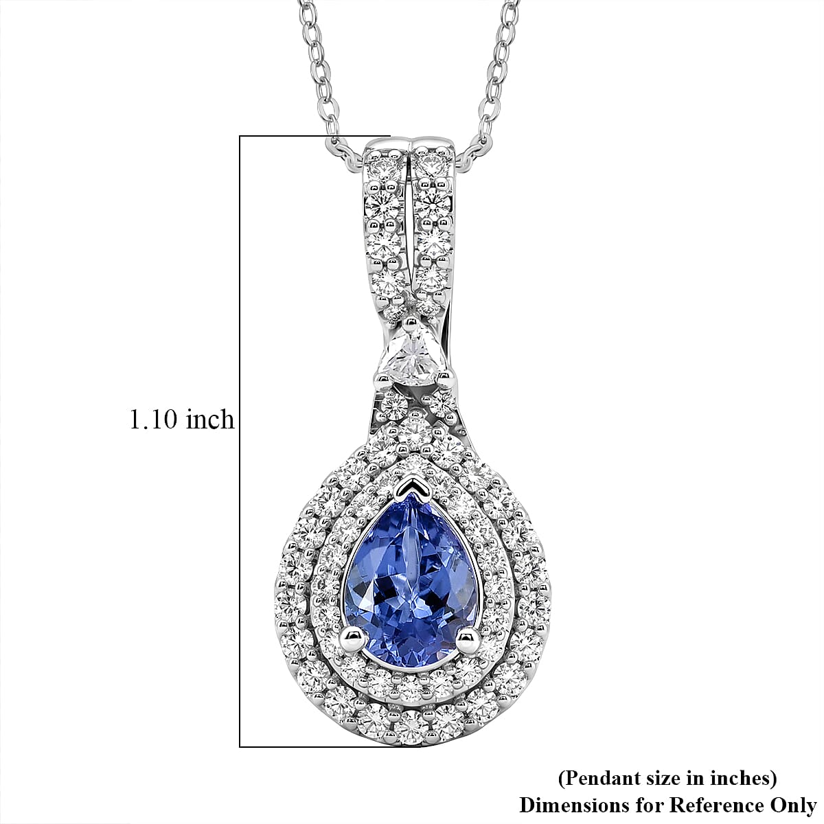 D'Joy AA Tansanit, Moissanit AGI zertifiziert Schmuckset ca. 50 cm 925 Silber Rhodiniert ca. 1,83 ct.
