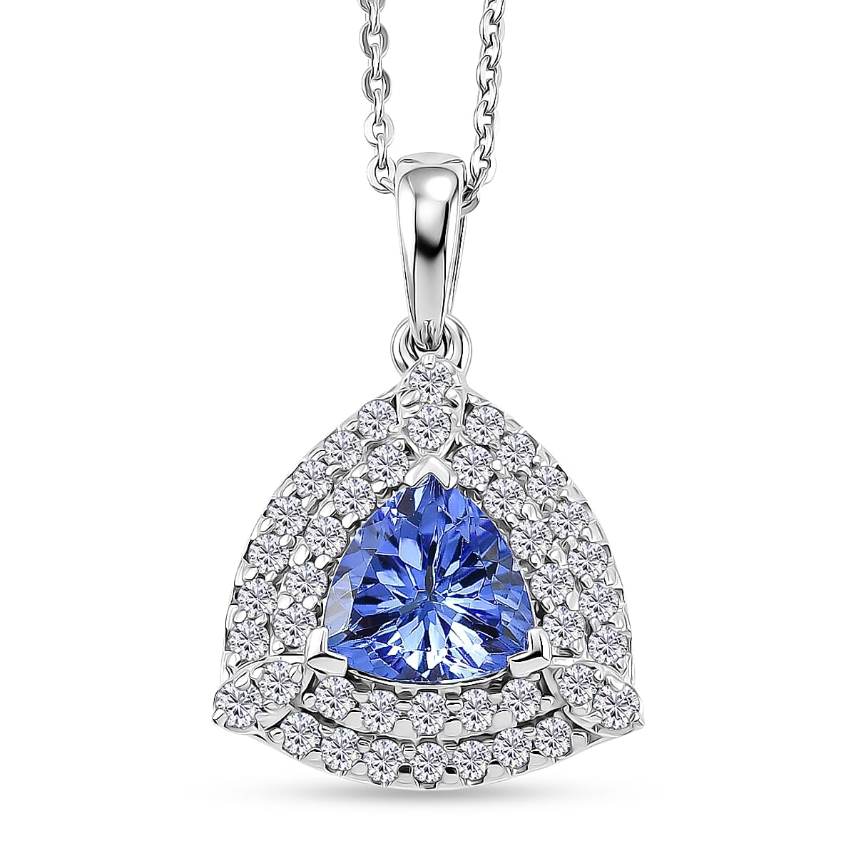 D'Joy AA Tansanit, Moissanit Schmuckset ca. 50 cm 925 Silber Rhodiniert ca. 1,57 ct.