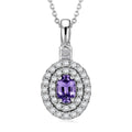 D'Joy AA Lila Spinell, Moissanit AGI zertifiziert Schmuckset ca. 50 cm 925 Silber Rhodiniert ca. 1,07 ct.